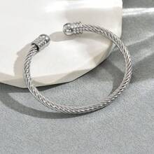 1pc Elastic Stainless Steel Men's Bracelet - Silver - View 13