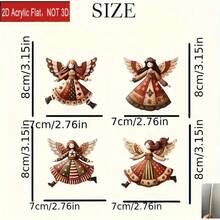 4-Piece Handmade Vintage Wooden Angel Christmas Ornaments With Star, Snowflake And Floral Patterns - Multi-Color Holiday Decorations For Christmas Trees, Home And Office, No Electricity Required, Christmas Tree Decorations, Natural Wood Craft