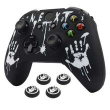 Blood Handprint Controller Skin Cover Compatible With Xbox One Controller, RALAN 1 Controller Protector Case+4 Customised Thumb Grips Caps - Multicolor - View 6