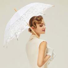 BABEYOND Lace Umbrella Parasol Vintage Wedding Bridal Umbrella For Decoration Photo Lady Costume Tea Party - White - View 3