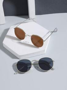 1 件男士休闲优雅复古圆框全框金属时尚眼镜，适合户外活动和服装