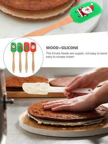1pc Christmas Silicone Spatula Christmas Spatula Set Christmas Kitchen Utensils With Wooden Handle Christmas Cake Decorating Spatula For Cooking Baking Stir Butter Cream Christmas Christmas Decorations Christmas Pajamas Christmas Gifts Christmas Decor