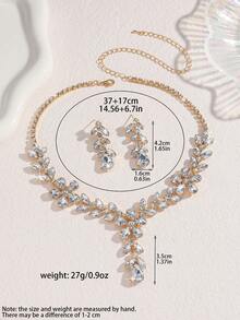 3pcs Rhinestone Flower Necklace & Earrings Jewelry Set, Suitable For Women's Daily Commute, Campus Dating, Valentine's Day, Holiday Gift - Exquisite All-match Necklace Set - View 7