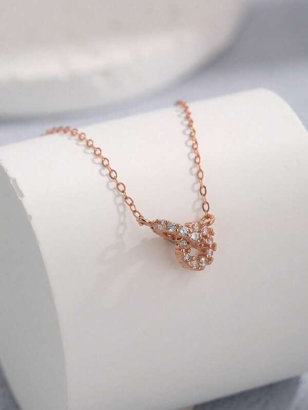 1pc Pure Silver Interlocking Pendant Necklace, Fashionable Minimalist Delicate Choker Necklace
