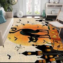 1pc Thickened 0.47 Inch/1.2cm Halloween Kitchen Mats, Moon Background Pumpkin Pattern Kitchen Mat, Perfect For Halloween, Day Of The Dead & Easter Decor, Non-Slip, For Bedroom, Living Room, Laundry, And Bathroom ﻿ Halloween Party - Multicolor - View 16