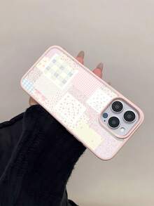 Floral Patchwork Mobile Phone Case, Designed With Delicate Flowers And Pastel Colors, Suitable For IPhone 16, 15, 14, 13, 12 And 11 Pro Models, Made Of TPU Material, And Provides Shockproof Protection. Perfect For Family, Friends, Children, Birthdays, Spring, Holidays, Boyfriends, Girlfriends, And Valentine's Day Gifts - 粉紅色CZ3 - 查看 4