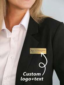 1pc Customized Name Badge, Personalized Stainless Steel Magnetic Nameplate, Engraved Work Lapel Pin, Suitable For Office Staff Business Identification - Multicolor - View 1