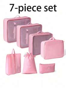 10 件/套旅行收纳套装，包括：洗漱包、化妆包、鞋包、化妆包、化妆品包、服装收纳袋、香水盒、化妆盒、内衣袋、收纳袋、可折叠内衣和袜子收纳袋、手提袋、电缆收纳袋、服装袋、收纳套装、旅行配件 - 彩色 - 查看 19