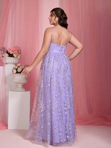 Mgiacy,New Arrival,V Neck,Tank,Elegant,Plus-Size Wedding Dress,Sequin,Long Dress,FOR,Prom Wedding, Church,Party Dress,Wedding Guest Dress, Evening Dress - 淡紫色 - 查看 2