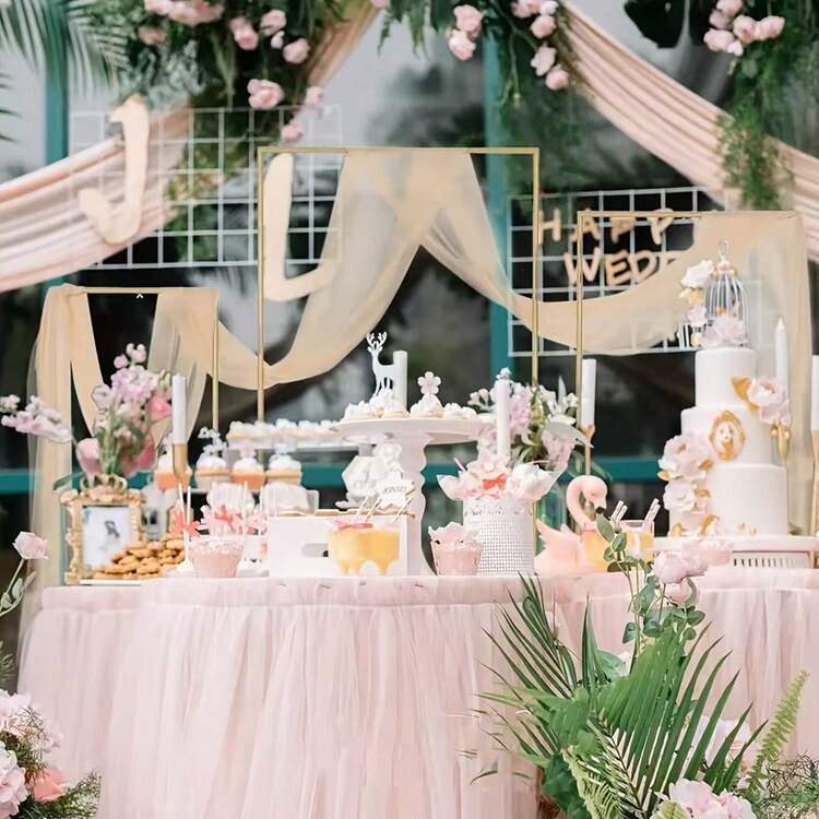 1 件金属拱门背景架，金色婚礼拱门架，生日派对仪式方形矩形框架，室内室外庆祝装饰 - 金色 - 查看 2