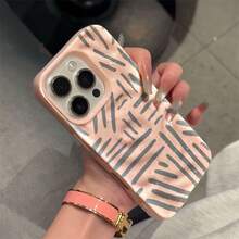 Funda con líneas artísticas para phone Funda para phone 11 con diseño de meteorito, compatible con phone 13 Pro, phone 15 Pro y phone 14. Resistente a golpes. - Rosa - Ver 4