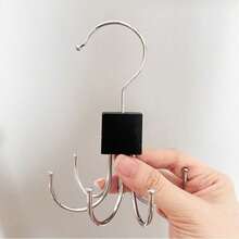 1/2-częściowy obrotowy stojak na paski z drewna i metalu – wielofunkcyjny organizer do przechowywania w szafie, pasków, biustonoszy, koszulek, krawatów i szalików, ze stalowymi haczykami – oszczędzający miejsce design, odpowiedni do modnego organizowania szafy, wielofunkcyjny | Nowoczesny organizer | Drewniana podstawa - Wielokolorowe - Zobacz 5