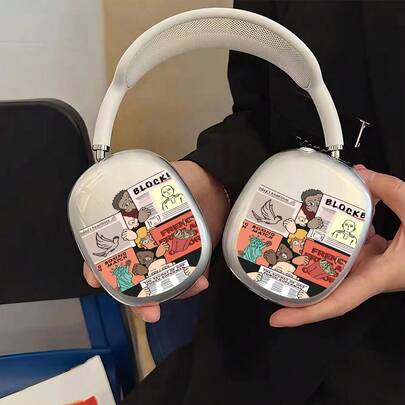 Funda protectora transparente con eslogan para AirPods Max, estilo de periódico y revista