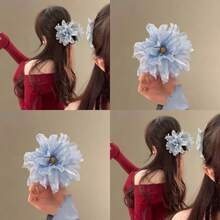 1pc New Super Fairy Flower Large Size Grab Clip With High Appearance And Temperament, Bridal Hair Clip, Hair Claw On The Back Of The Head, Floral Headpiece - Multicolor - View 1