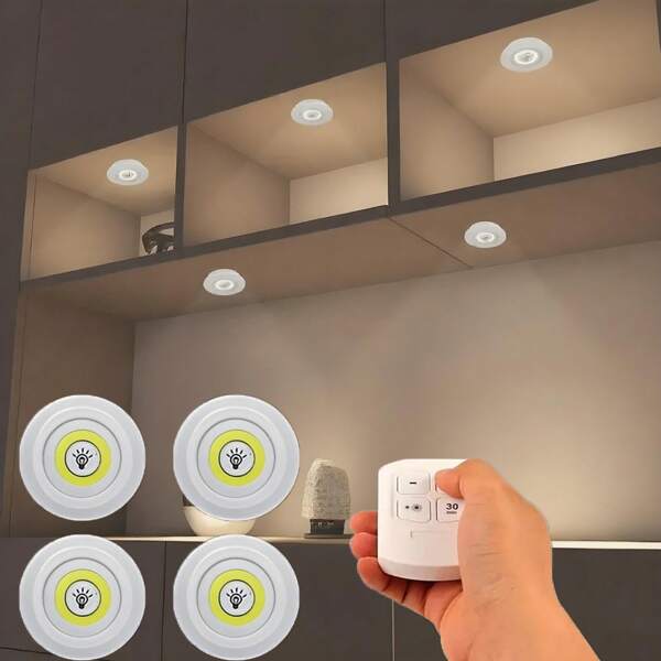 LED Night Light With Remote Control, Easy Installation, AAA Battery Powered, Portable Cabinet Light, COB Lighting, Dimmable, Timing Function, Suitable For Wardrobe, Kitchen, Bathroom, Bedroom, Dorm And More