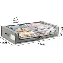 MU:4LIFE Set de 2 Bolsas de Almacenamiento Bajo la Cama con Ruedas Empotradas que No Ocupan Más Espacio, Asas y Ventana Transparente, Organizador Multiuso para Ropa, Zapatos y Juguetes (Gris) - gris - Ver 9