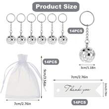 42pcs -14 Sets Disco Ball Keychain Gift Bag With Thank You Cards, For Carnival Birthday Celebrations, 1970s Party Favorites Key Chain, For Christmas Halloween Graduation Thanksgiving Wedding Party Favors, Party Supplies - 銀色 - 查看 8