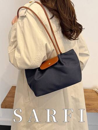 Fashionable And Simple Contrast Color Buckle Design Women's Shoulder Bag, High-End Casual Versatile Handbag, Adjustable Shoulder Strap Design Crossbody Bag, Suitable For College Students' Daily Travel And Light Storage Student Shoulder Bag, Zipper Opening And Closing Multifunctional Light Storage Commuter Bag, Wear-Resistant Fabric Material Handbag, Suitable For Giving To Friends, Shopping, Dating, Business Trips, Travel Vacations