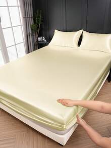 2/3 件套奢华缎面床笠套装、床上用品、丝滑触感床垫保护套（无填充物）、适用于卧室的亲肤舒适床笠、纯色缎面床笠套装、凉爽透气的床上用品、柔软丝滑的极简主义风格床单、适用于大号双人床、特大号双人床、全尺寸、可机洗、1 件床垫套和 1/2 件枕套、完美的节日礼物、秋季装饰、房间装饰、返校、学校用品