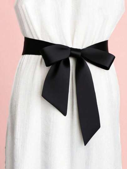 1 قطعة حزام خصر واسع من الساتان الحريري بشكل فيونكة، إكسسوار فستان للنساء مع حزام زخرفي للخصر، شريط قماش للخصر، مناسب لفستان الزفاف