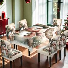 1/4/5/6/7/36 piezas Funda de silla/Juego de fundas de asiento con estampado de muñeco de nieve y caja de regalo, adecuado para uso en interiores del hogar, restaurante, hotel, opción ideal para decoración diaria moderna. La mantequilla encaja en mesas de comedor cuadradas, las fundas de silla elásticas son lavables.