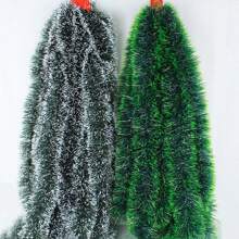 New 4m Long Deep Green & White-Green Color Christmas Snowflake Garland. Artificial Evergreen, Christmas Tree Decor Garland, Christmas, New Year, Holiday Market Ceiling Decor Hanging Streamer, Christmas Tree Ornament,Fake Plants Home Decor Christmas Decorations Room Decor