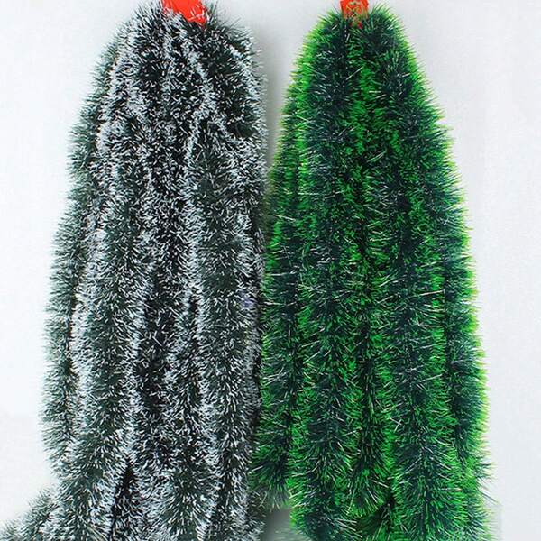 Nuova ghirlanda natalizia di 4 metri di lunghezza, con fiocchi di neve di colore verde scuro e bianco-verde. Ghirlanda artificiale sempreverde, decorazione per albero di Natale, Natale, Capodanno, decorazione per mercatini natalizi, decorazione a sospensione per soffitto, ornamento per albero di Natale, piante finte