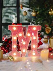 1 件 16 厘米/21 厘米 LED 字母灯，粉色闪烁字母灯，电池供电，房间装饰夜灯，桌面中心装饰，用于卧室、家庭、生日派对装饰、夜间婚礼、生日、圣诞灯、女孩礼物、儿童房装饰、婴儿房装饰、迎婴派对、情人节装饰 - 暖白光 - 查看 7