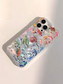 1pc Minimalist Fish Pattern Waterproof, Fingerprint-Proof, Scratch-Resistant Transparent IMD Soft Glossy Smooth Phone Case Compatible With Apple 16/16 PLUS/16 PRO/16 PRO MAX Shockproof Anti-Fall - Multicolor - View 5