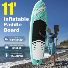 Inflatable Paddle Board Stand Up Paddleboards With Premium Accessories Pump, Adjustable Paddle, Leash, Three Fins, Backpack - Blue - View 3