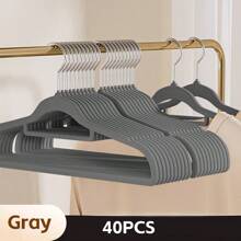 10pcs Flocked Flocked Non-Slip Non-Marking Coat Hangers, Thick Garment Rack For Home Wardrobe, Dorm Clothes Hanger - Multicolor - View 18