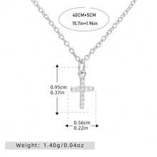 Cross Necklace For Women, 14K Gold Silver Plated Diamond Cross Pendant Necklace, Small Cross Charm Necklace Simple Cute Choker Necklaces, Faith Cross Jewelry First Communion Gifts - Bạc - Xem 2