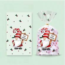50个圣诞节主题礼品袋，抽绳包装袋，万圣节糖果饼干包装，圣诞老人图案纪念品礼品袋包装袋 - 彩色 - 查看 10