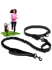 1pc Running/Walking Dog Leash Belt, Reflective Safety Shock Absorbing Retractable Outdoor Dog Leash