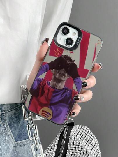 巴塞罗那足球运动员庆祝时刻印花防震 TPU 手机保护壳，足球手机壳，适合作为足球迷、朋友、家人、情侣、生日、节日的礼物，带有防滑哑光背面，耐用的全覆盖硬质手机保护套，兼容 和 Galaxy 手机