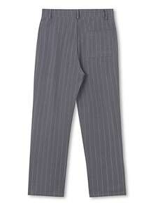 Mens Straight Fit Chino Pants Mid Rise Stripes Print Dress Pants Flat-Front Linen Pants