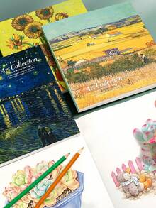 Square Oil Painting Sketch Book,Thick Blank Pages Sketch Book Art Drawing Book Graffiti Color Pencil Drawing Book Can Be Used For Sketching, Calculation Draft Book, Graffiti Notes, Etc,200 Pages Thick Watercolor Sketchbook, Van Gogh'S Inspiration Oil Painting, Blank Painting Diary,Portable Travel Sketchbook - one-size - View 6