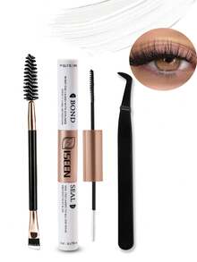 2-In-1 Eyelash Glue, Long-Lasting & Waterproof, Includes Eyelash Glue, Tweezers, Eyelash Brush, Removable, Brush, Tweezers, Lightweight Long-Lasting Waterproof, All-Day Wear, 2-In-1 Eyelash Glue, Suitable For DIY Eyelash Extension - Black - View 6