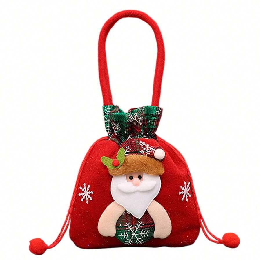 1个圣诞糖果袋可爱腰带礼品袋，可爱娃娃节日零食袋，适合派对装饰用品（图片颜色已加深，袋子颜色不是那么鲜艳，） - 彩色 - 查看 1