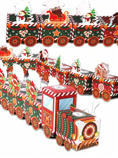 24 cutii goale pentru calendarul Advent de umplut, cutii cadou pentru numărătoarea inversă de 24 zile până la Crăciun, design tren roșu, pentru copii și adulți, decorațiuni de sărbători de Crăciun, cadouri pentru pijamale de Crăciun, decor de Crăciun