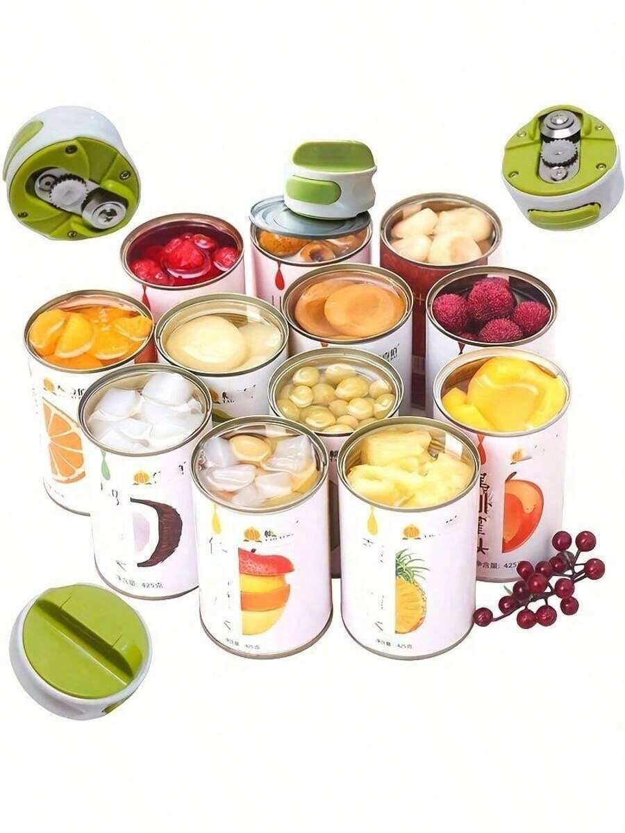 Easy Twist Can Opener With Smooth Edge Cutting, Portable Manual Lid Remover For Home Kitchen, Anti-Slip Grip, For Elderly And Kids, No Mess No Risk - 1 cái màu xanh lá cây - Xem 1