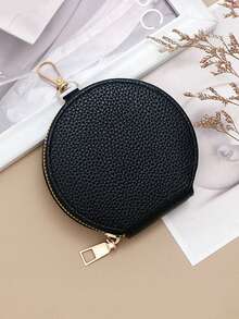 Ví đựng trang sức mini, ví đựng tiền xu nhỏ cho nữ, móc khóa du lịch đa chức năng, hộp đựng trang sức thể thao di động, hộp đựng trang sức mini, hộp trưng bày móc khóa, ví đựng tiền xu có khóa kéo kiểu cổ điển, túi bỏ túi, màu trơn, túi đựng tiền xu tròn, có móc khóa - Nhiều màu sắc để lựa chọn - Nhiều màu - Xem 7