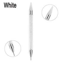 Stilou cu selector de strasuri, stilou cu două capete, pietre prețioase, cristale, știfturi, selector de ceară, creion, stilou, mărgele de cristal, mâner, manichiură, artă pentru unghii, instrument de decorare DIY (negru și alb) - Multicolor - Vizualizare 10