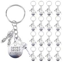 SUNNYCLUE 1 Box 20Pcs Never Give Up Keychain Bulk Ballet Keychain Pack Antique Silver Alloy Inspiration Word Dance Key Chains For Party Favor Wedding Favors Handbag Decoration Christmas Adults Gift