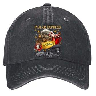 Polar Express A Magical Journey Through Christmas Hats Vintage Washed Baseball Cap