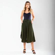 JIN SER Pentacurt Viscose Skirt Has Pocket - Army Green - View 1