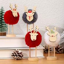 Christmas Decorative Reindeer Desktop Ornaments, Wool Felt Figurines For Store Display, Mini Window Decor