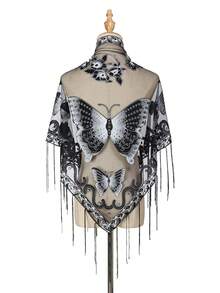 1pc Floral Burnout Scarf, Lace Scarf, Printed Neckerchief, Basic Solid Color Burnout Scarf, Y2K Style