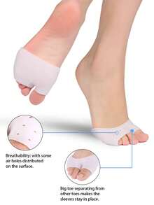 4PCS-Foot Protection Pad, Sole Protection Cover, Toe Cover, Silicone Forefoot Pad, Toe Pad, Ball Pad, Breathable Forefoot Pad, Flexible Protective Cover, Wear-Resistant, Used To Relieve Metatarsal Pain, Prevent Calluses And Blisters.2pcs