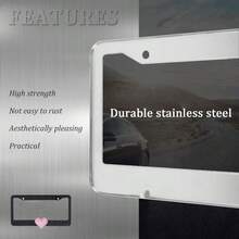 2PCS Glitter Diamond License Plate Frame Set, Stainless Steel Rhinestone Frame With Sparkling Screw Caps, Multi-Color Pink Heart Design, Girls Car Decor Accessories, Easy Install & Durable, Personalized Auto Upgrade - Black 2pcs - View 4